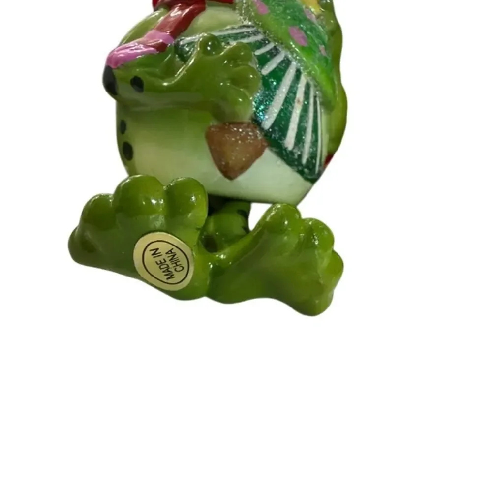 Hoppity Frog Christmas Ornaments Set of 3 Green Bell Shaped 6